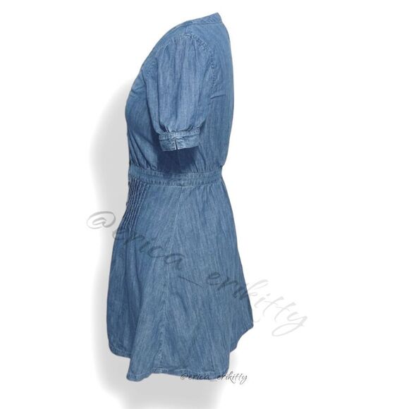 Philosophy Lightweight Denim Midi Knee Length Button Down Dress - Picture 5 of 10